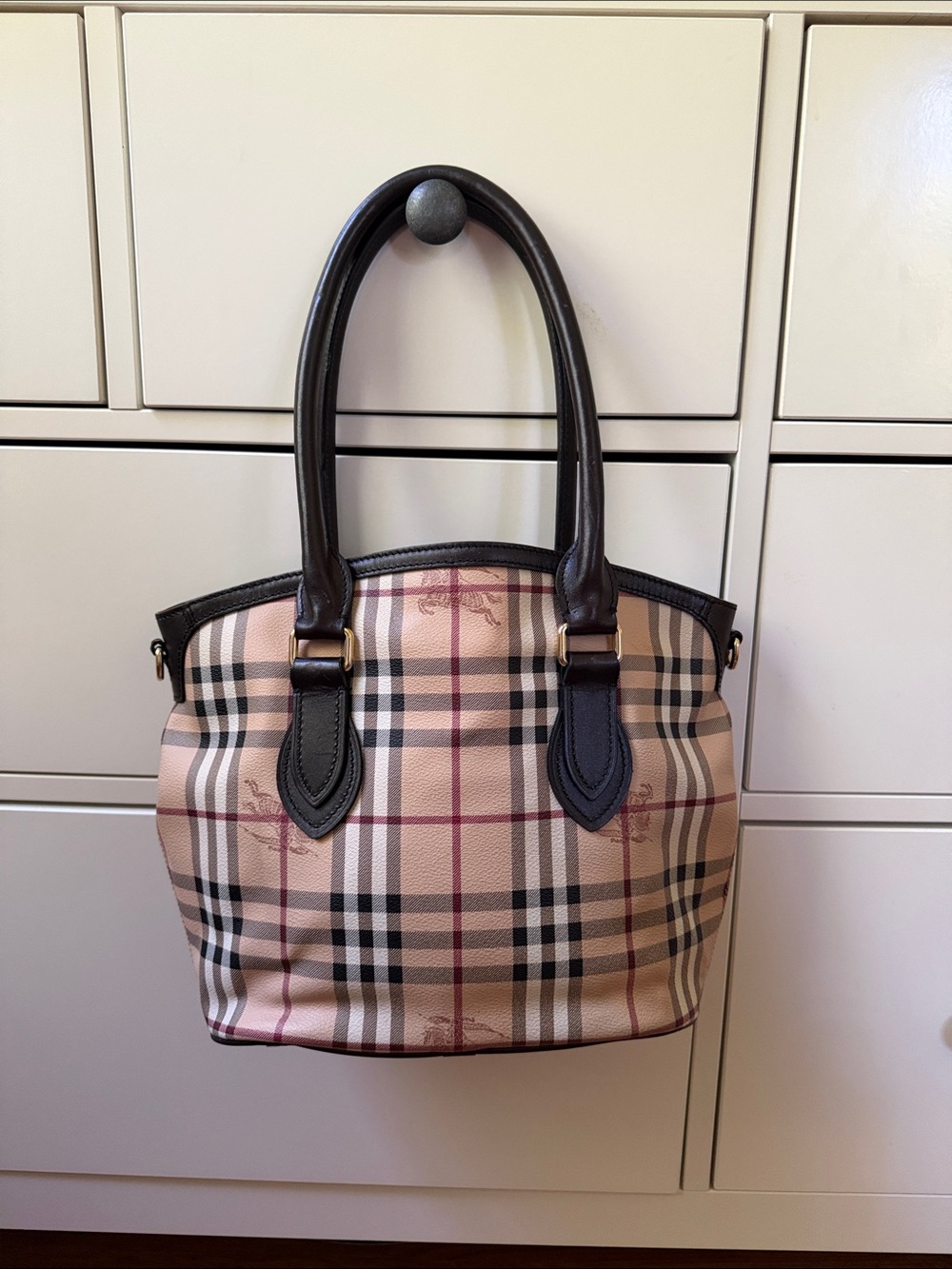 Burberry Haymarket Newfield Coated Canvas Tote Bag